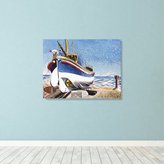 Eric Ravilious - Lifeboot in Adelburgh, mooie kuns Canvas Afdruk (Insitu (Houten vloer))