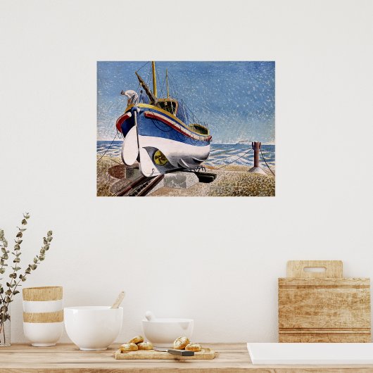 Eric Ravilious - Lifeboot in Adelburgh, mooie kuns Poster (Keuken)