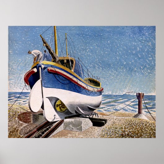 Eric Ravilious - Lifeboot in Adelburgh, mooie kuns Poster (Voorkant)