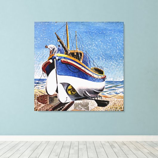 Eric Ravilious - Lifeboot in Aldeburgh, Canvas Afdruk (Insitu (Houten vloer))