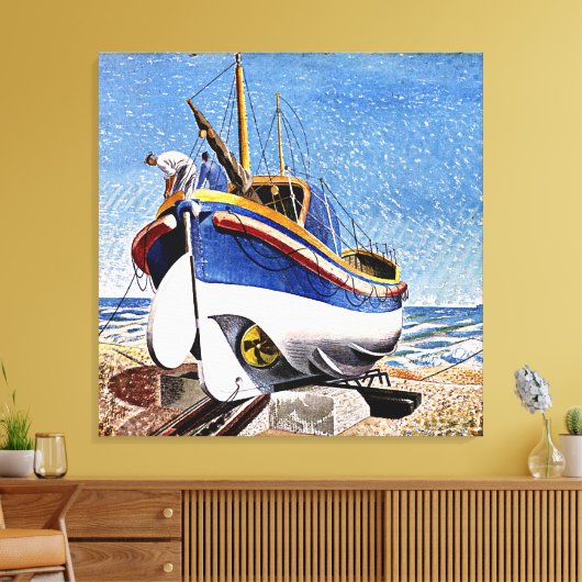 Eric Ravilious - Lifeboot in Aldeburgh, Canvas Afdruk (Insitu (Woonkamer))