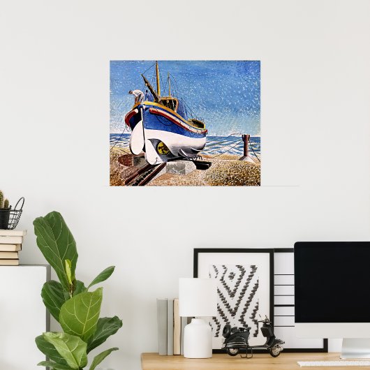 Eric Ravilious - Lifeboot in Aldeburgh Poster (Thuiskantoor)