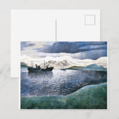 Eric Ravilious - Noorwegen, magie-realistische kun Briefkaart (Voorkant / Achterkant)