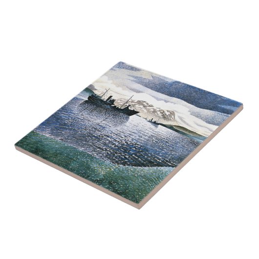 Eric Ravilious - Noorwegen, magisch realisme Tegeltje (Zijkant)