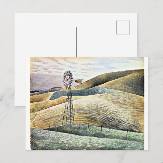 Eric Ravilious painting, Windmill, Briefkaart (Voorkant / Achterkant)