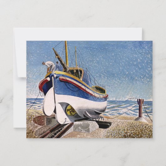 Eric Ravilious - Reddingsboot bij Adelburgh Kaart (Voorkant)