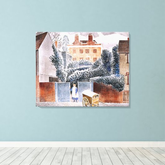 Eric Ravilious, The Vicarage, magisch realisme, Canvas Afdruk (Insitu (Houten vloer))