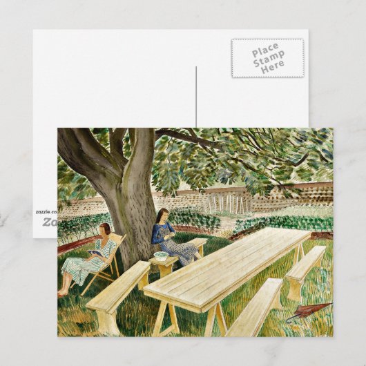 Eric Ravilious - Twee vrouwen in een tuin, fine ar Briefkaart (Voorkant / Achterkant)