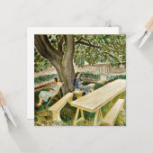 Eric Ravilious - Twee vrouwen in een tuin, mooie k Kaart (Voorkant / Achterkant in situ)