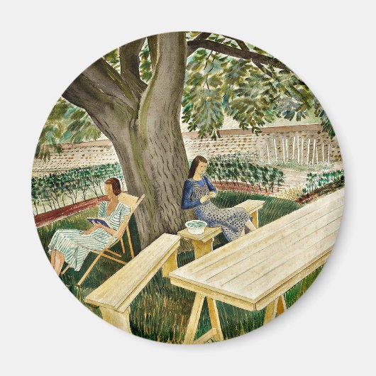 Eric Ravilious - Twee vrouwen in een tuin, mooie k Magneet (Voorkant)
