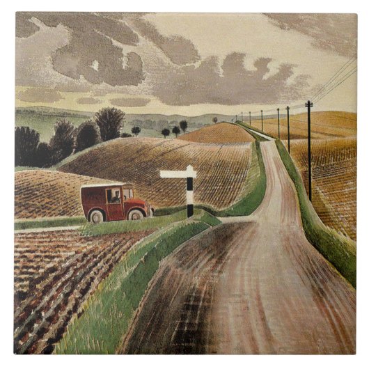 Eric Ravilious, Wiltshire Landscape Tegeltje (Voorkant)