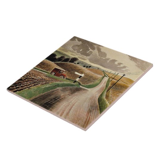 Eric Ravilious, Wiltshire Landscape Tegeltje (Zijkant)