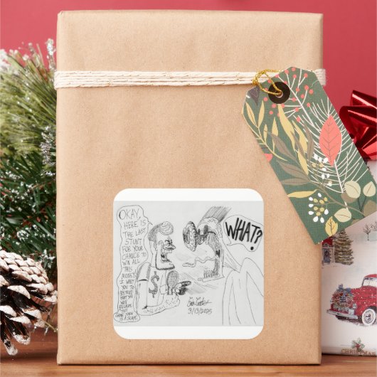 Erica Crooks Comics : Game Show scam Vierkante Sticker (Feestdagen)