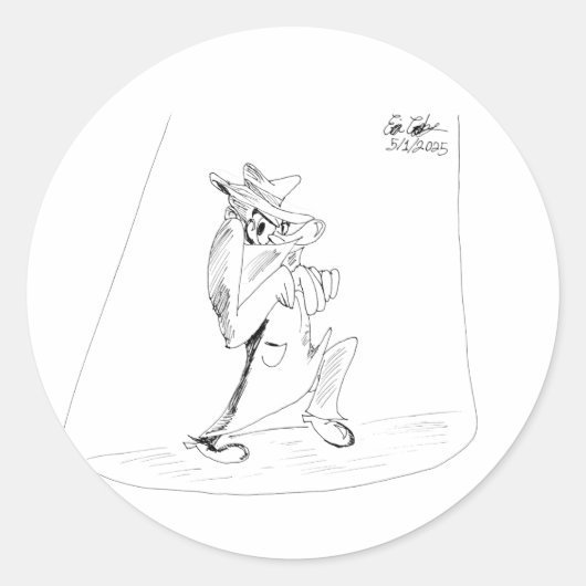 Erica Crooks Comics - sneaky villain man Ronde Sticker (Voorkant)