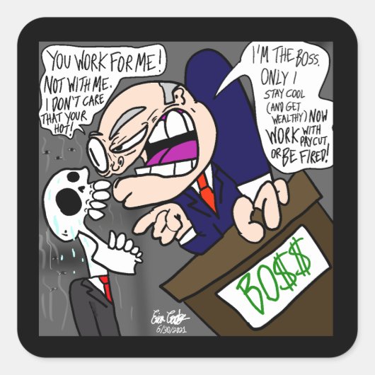 Erica Crooks Comics: Zomerbaan & Slechte Baas Vierkante Sticker (Voorkant)