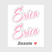 Erica Decoratieve Naam in Roze x2 Sticker (Vel)