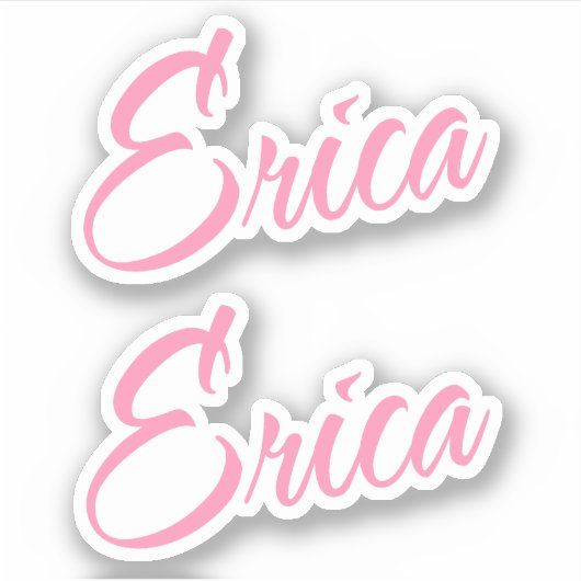 Erica Decoratieve Naam in Roze x2 Sticker (Voorkant)