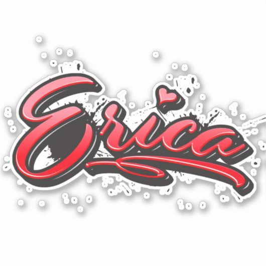 Erica red Heart Graffiti Aufkleber Sticker (Voorkant)