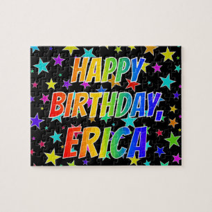 "ERICA" Voornaam, geun "HAPPY BIRTHDAY" Legpuzzel