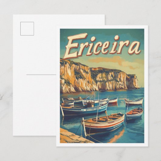 Ericeira Portugal Vintage Travel Illustratie Briefkaart (Voorkant / Achterkant)