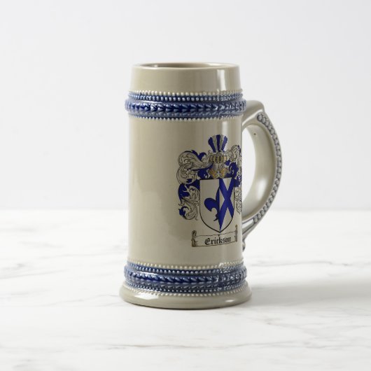 Erickson Coat of Arms Stein / Erickson Crest Stein Bierpul (Voorkant rechts)