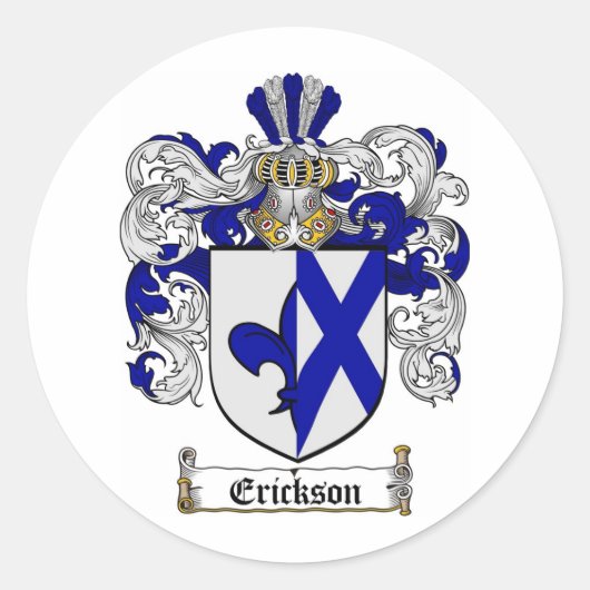 ERICKSON FAMILY CREST - ERICKSON WAPEN RONDE STICKER (Voorkant)