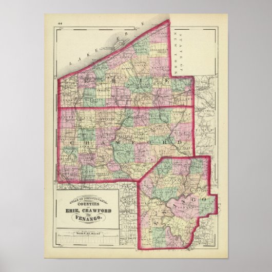Erie, Crawford, provincie Venango Poster (Voorkant)
