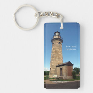 Erie Land Lighthouse acrylrechthoekige ketting Sleutelhanger