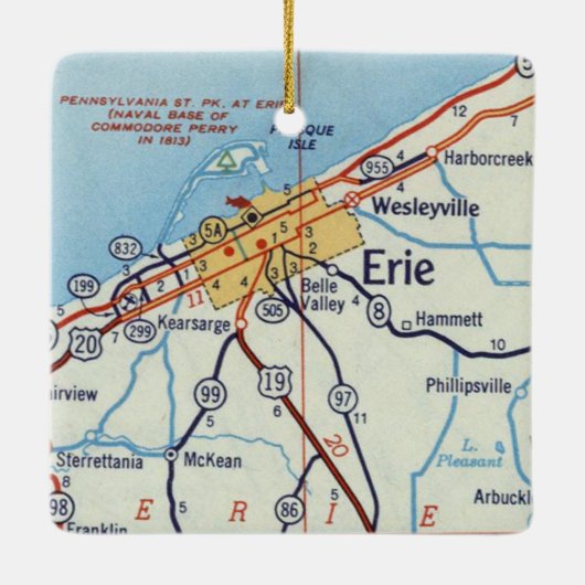 Erie PA Keramisch Ornament (Achterkant)