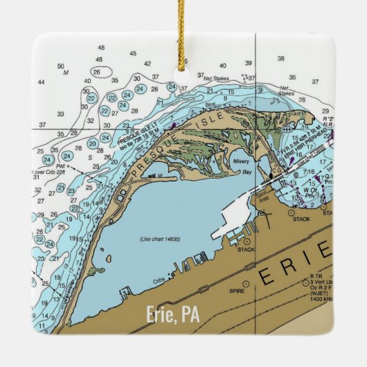 Erie PA Nautical Chart Keramisch Ornament (Achterkant)