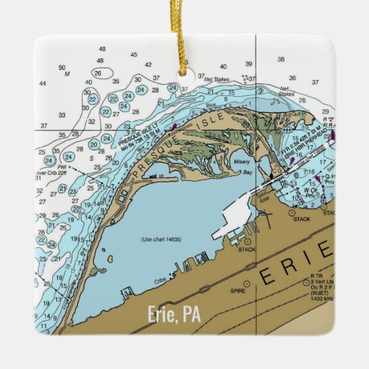 Erie PA Nautical Chart Keramisch Ornament (Voorkant)