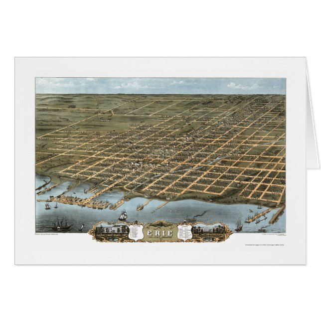 Erie, PA Panorama Map - 1870 (Voorkant Horizontaal)
