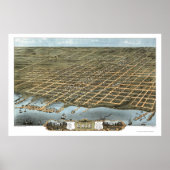 Erie, PA Panoramic Map - 1870 Poster (Voorkant)