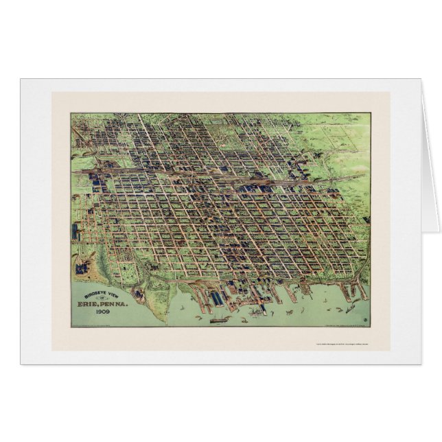 Erie, PA Panoramic Map - 1909 (Voorkant Horizontaal)