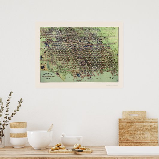 Erie, PA Panoramic Map - 1909 Poster (Keuken)