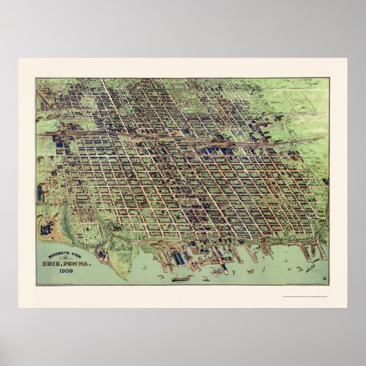 Erie, PA Panoramic Map - 1909 Poster (Voorkant)