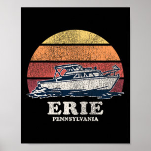 Erie Pa Vintage Varend 70s Retro Boot Design  Poster