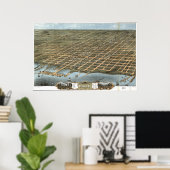 Erie Pennsylvania 1870 Antiek Panorama Poster (Thuiskantoor)