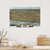 Erie Pennsylvania 1870 Antiek Panorama Poster (Keuken)