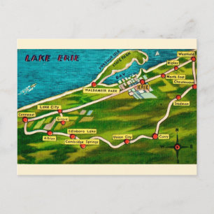 Erie Pennsylvania Oude Kaart Ansichtkaart