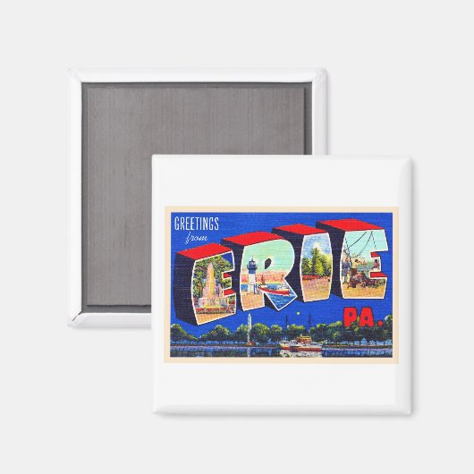 Erie Pennsylvania PA  groot Briefkaart Magneet (Voorkant / Achterkant)