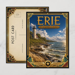 Erie Pennsylvania Vintage Art Deco Gouden Tijdperk Briefkaart