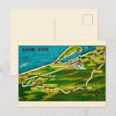 Erie Pennsylvania Vintage Map Postcard Briefkaart (Voorkant / Achterkant)