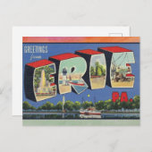 Erie, Pennsylvania Vintage Travel Briefkaart (Voorkant / Achterkant)