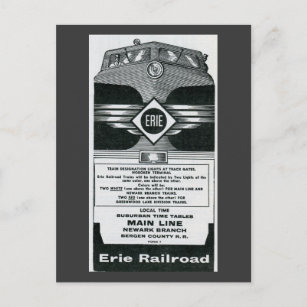 Erie Railroad Suburban TimeTables Hoesje 1958 Briefkaart