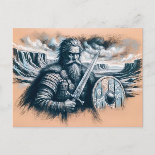 Erik de Rode in Pastel krijttekening Briefkaart (Voorkant)