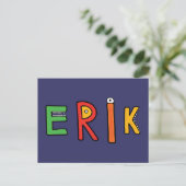 "Erik" Monster Letters Briefkaart (Staand voorkant)