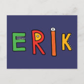 "Erik" Monster Letters Briefkaart (Voorkant)