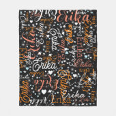 Erika Custom Naam, Schattige Hearts Starred Zwart Fleece Deken (Voorkant)