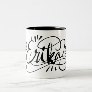 Erika - Gepersonaliseerde hand van letters Tweekleurige Koffiemok